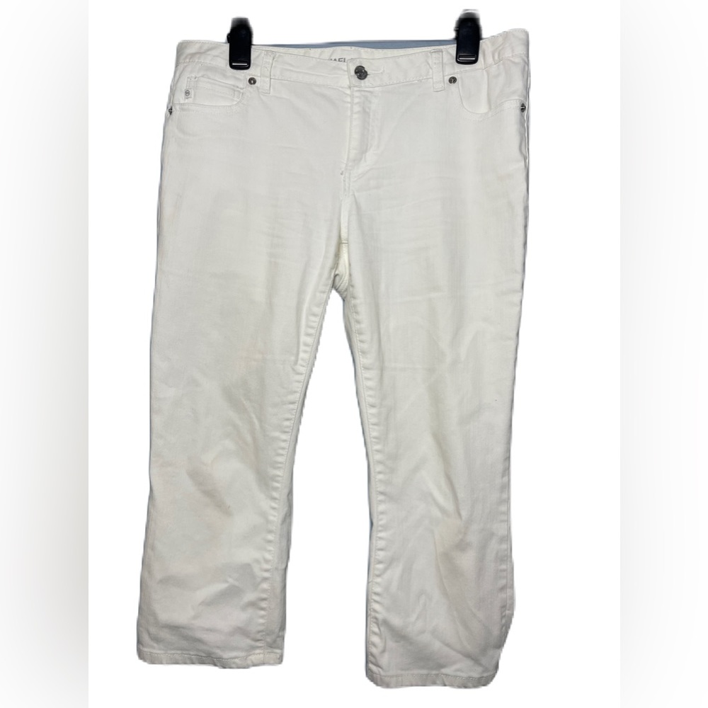 MICHAEL Kors Women's midrise stretch white capri jeans